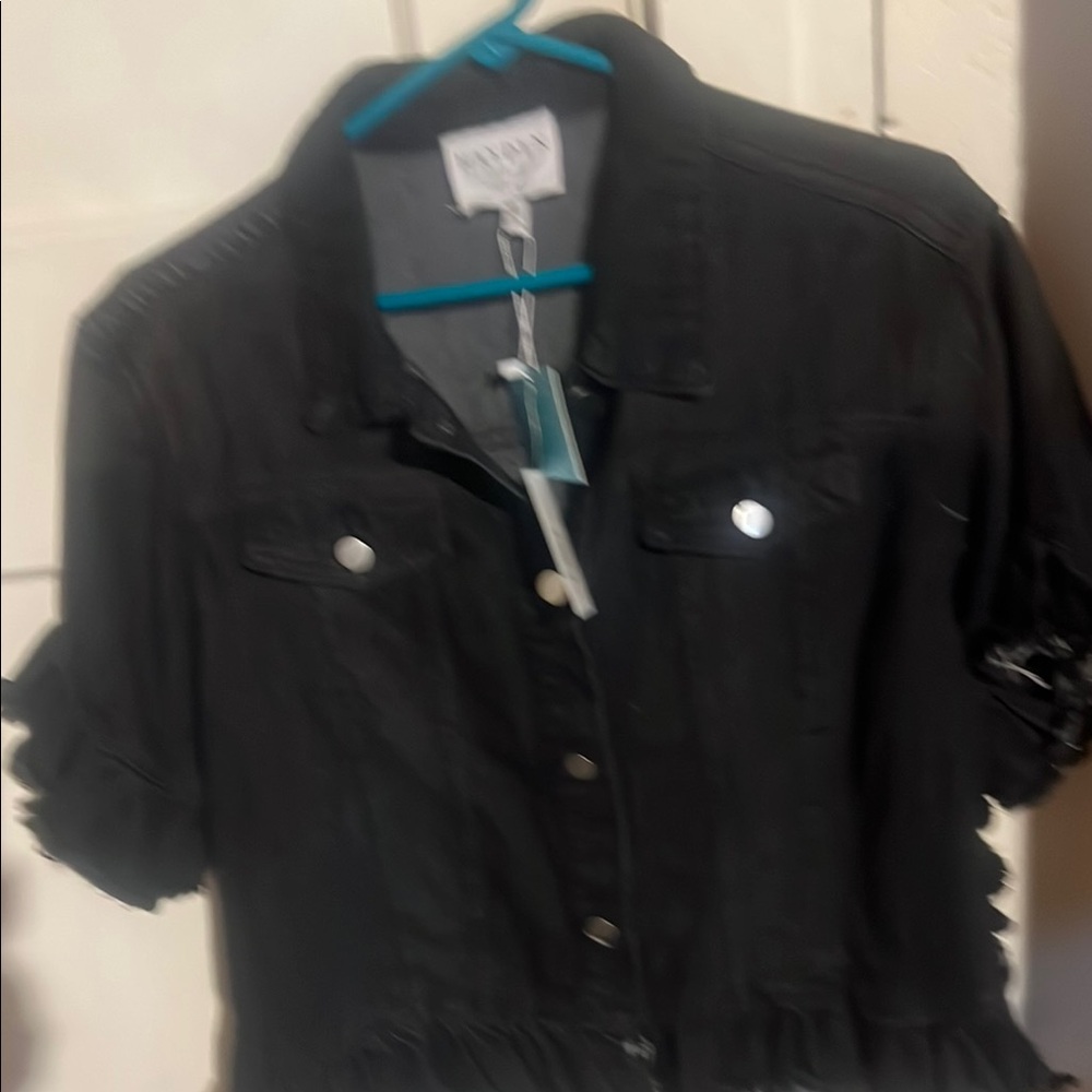 Hayden Black Jean Jacket with Rolled Sleeves